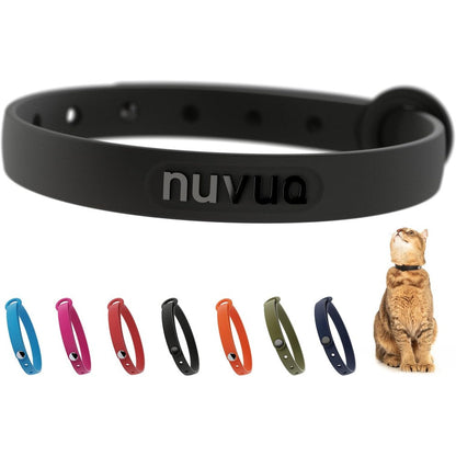Nuvuq Silicone Breakaway Cat Collar Soft Lightweight Safety Buckle Collar With ID Tag Ring For Sensitive Skin Pets Black Six to Ten Inches