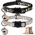 Baeuppit Breakaway Cat Collars With Bell Cute Kitty Glow In The Dark Adjustable Kitten Collars Grey And Black Two Pieces