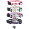 Yizepet Breakaway Cat Collar With Bell And Cute Floral Design 4 Pack Safety Adjustable Kitten Collars Multicolor Set