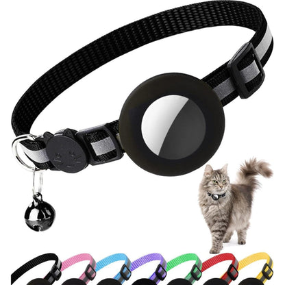 Dgerp Airtag Cat Collar Breakaway Reflective Kitten Collar With Apple Air Tag Holder And Bell For Pet Safety Black 0.4 Inches Width