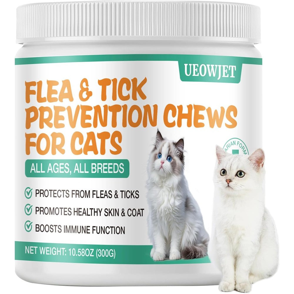 Ueowjet flea and tick cat chewables bottle front view