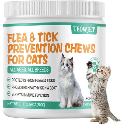 Ueowjet flea and tick prevention soft chews for cats front view