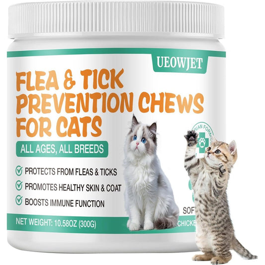 Ueowjet flea and tick prevention soft chews for cats front view