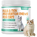 UEOWJET Natural Flea And Tick Prevention Supplement For Large And Small Cats Immune Support Chewable Tablets With Vitamins 60 Count