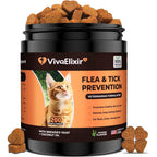 VivaElixir Flea And Tick Treatment For Cats Natural Prevention Chewable Supplement With Brewers Yeast And Coconut Oil For Skin Coat Health Two Hund...