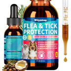 Woyamay Flea Defense plus Skin and Coat Support front view bottle for natural pet pest protection.