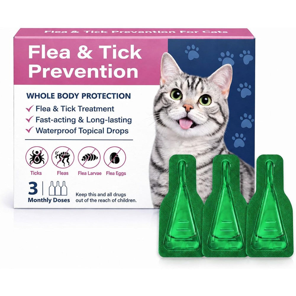 Catego topical flea and tick drops for cats front view packaging