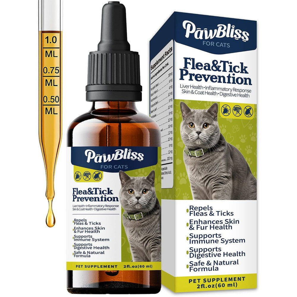 WEALLIN PawBliss flea and tick prevention cat oral supplement drops front view