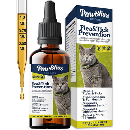 WEALLIN PawBliss flea and tick prevention cat oral supplement drops front view