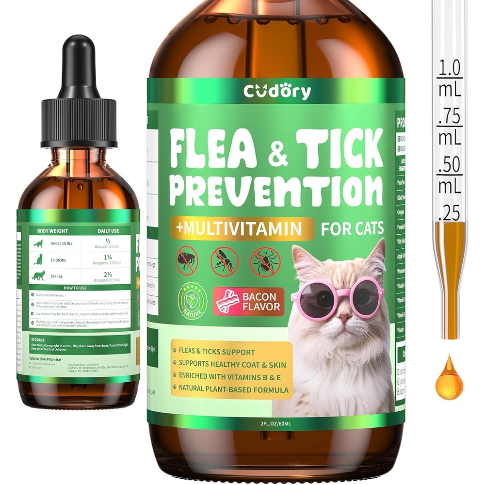 Carmelie Cudory Flea and Tick Support for Cats bottle front view