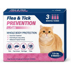 Zencar topical flea and tick care for cats front packaging view showing the three monthly doses description