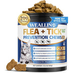WEALLIN flea and tick prevention for cats 200 soft chews front view bottle