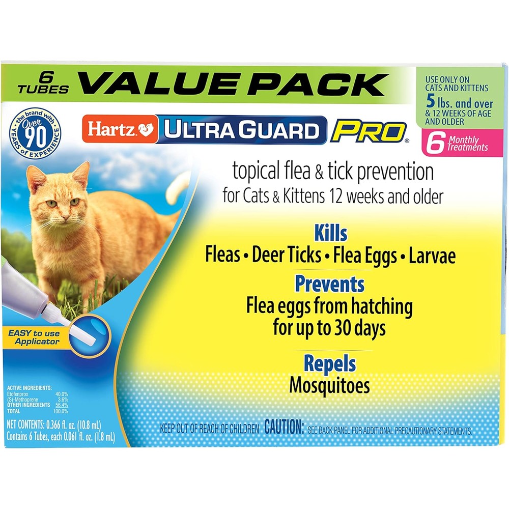 Hartz UltraGuard Pro cat flea and tick prevention front packaging view