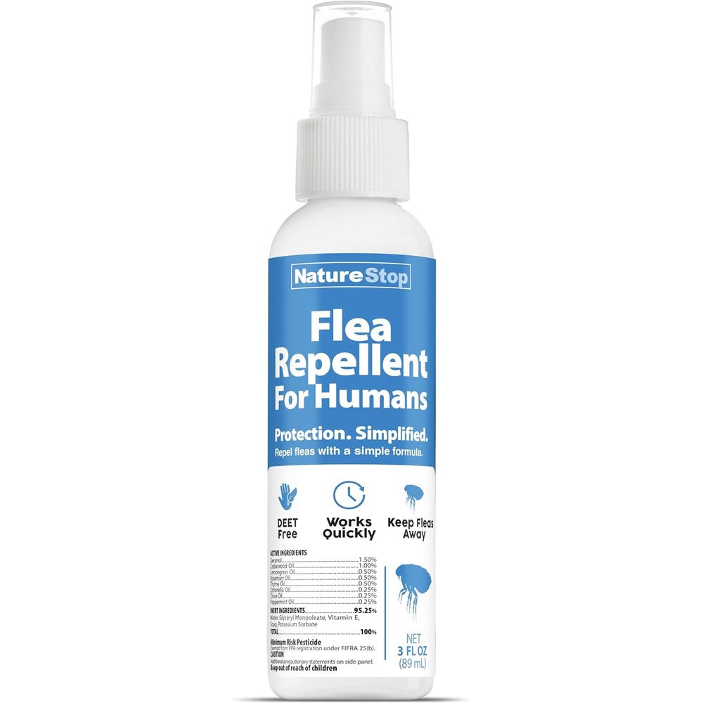 NatureStop Flea Repellent for Humans front view bottle spray for personal pest protection