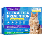 WEALLIN flea and tick prevention for large cats front packaging view showing six doses.