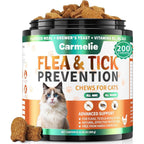 Carmelie Flea and Tick Prevention for Cats 200 chews front view packaging