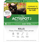 TevraPet Actispot II Flea Treatment for Large Cats front packaging view showcasing six monthly doses