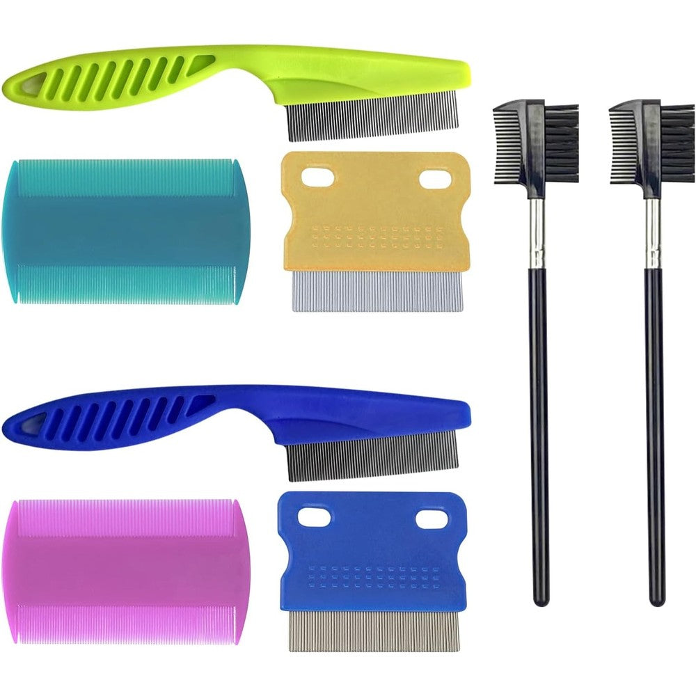 Emily Pets 8 Pieces Pet Lice Combs Dog Grooming Flea Comb And Cat Tear Stain Comb Set For Removal Of Dandruff And Knots