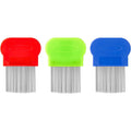 GWOZI stainless steel flea comb three piece set front view for pet grooming.