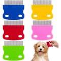YALOJE five piece pet flea comb set front view showing five vibrant colors for dog and cat grooming.