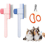 Mzario 3 piece pet flea comb and grooming brush kit front view