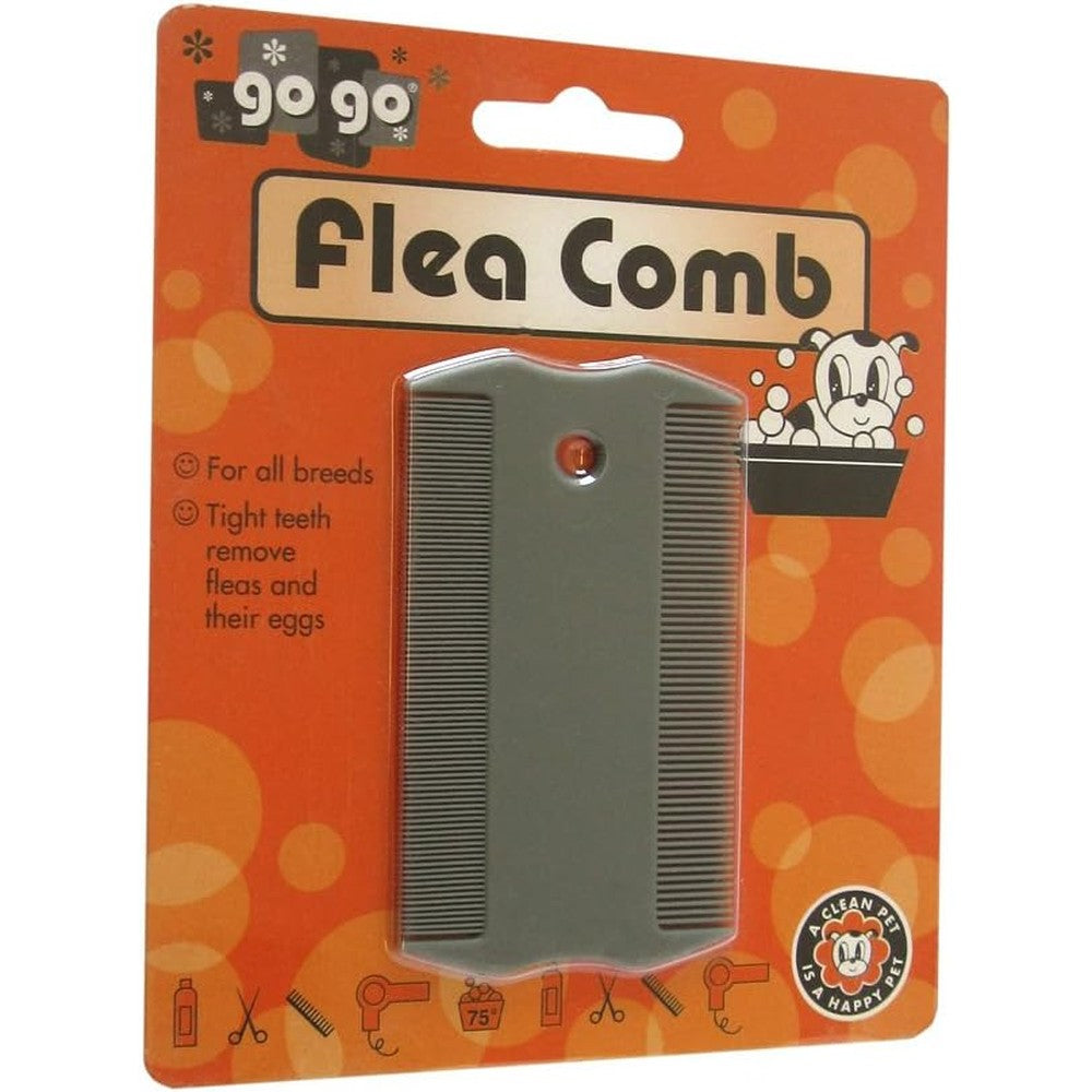 GoGo Pet Products Double Sided Flea Pet Grooming Comb For Cats And Dogs With Anti-Slip Handle