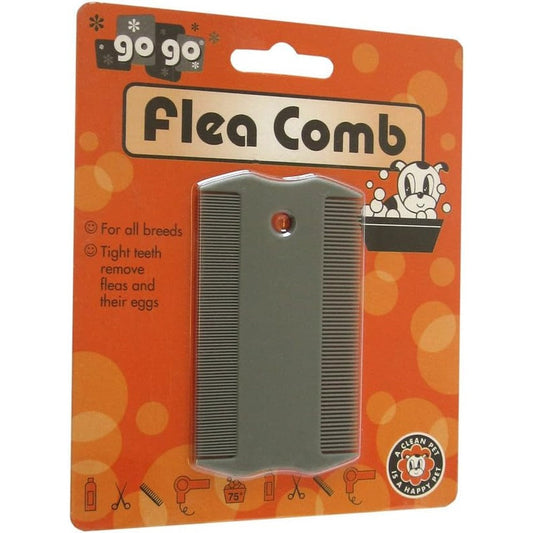 GoGo Pet Products Double Sided Flea Pet Grooming Comb For Cats And Dogs With Anti-Slip Handle