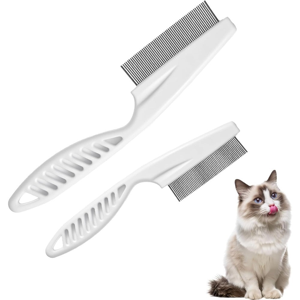 Eldraqth flea comb two piece set front view showing stainless steel teeth