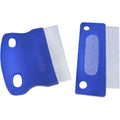 KittuPet Flea Comb for Cats and Dogs front view showing blue fine tooth stainless steel grooming teeth.