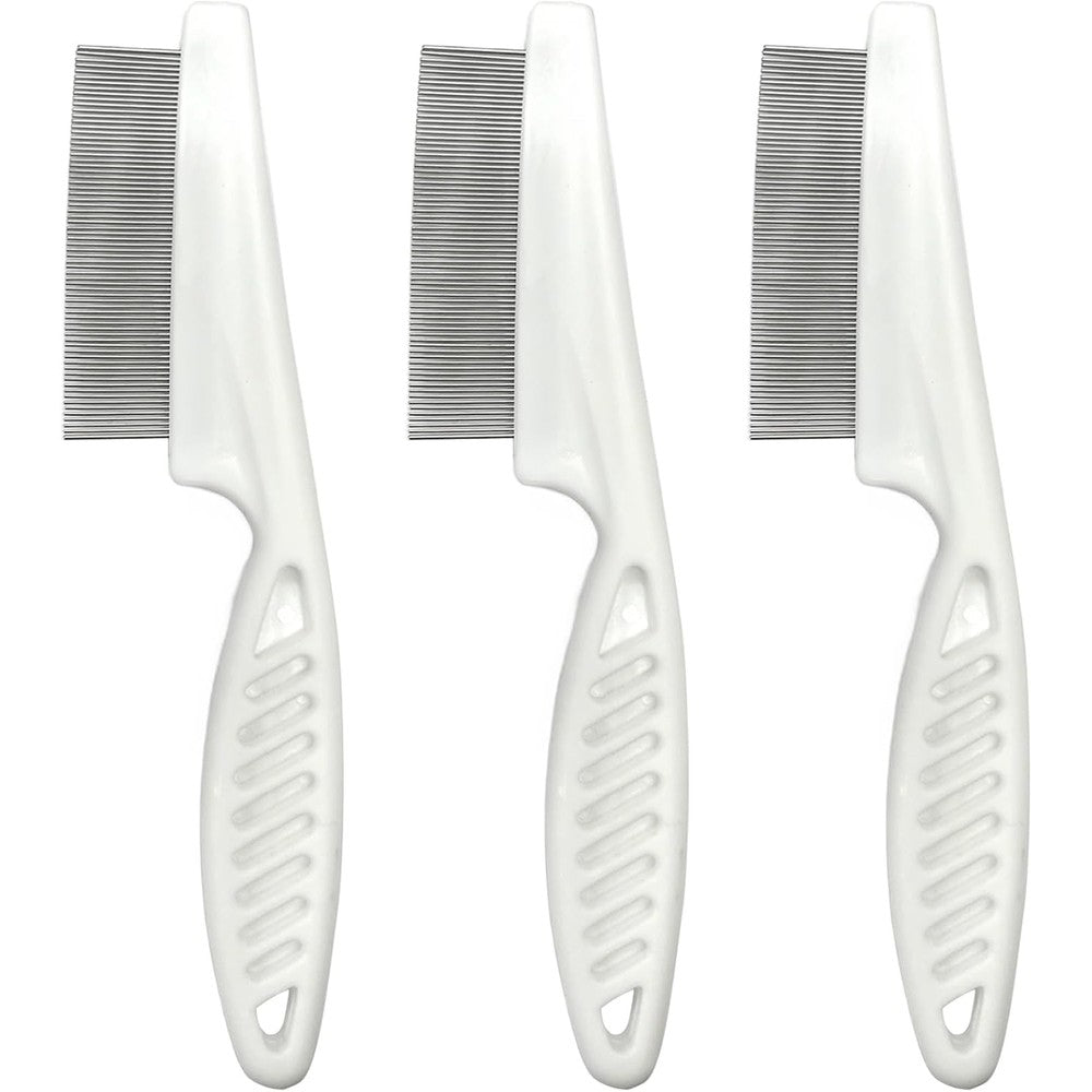 55 TRENDS 3-Piece Flea and Lice Comb Set front view of stainless steel pet grooming tools.