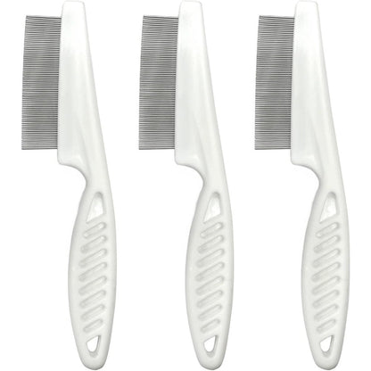 55 TRENDS 3-Piece Flea and Lice Comb Set front view of stainless steel pet grooming tools.