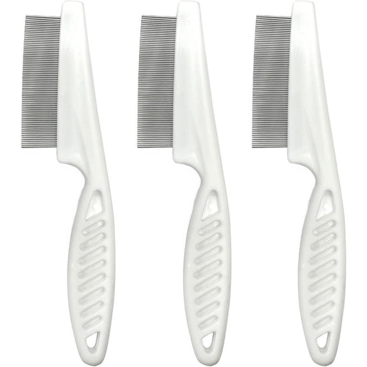 55 TRENDS 3-Piece Flea and Lice Comb Set front view of stainless steel pet grooming tools.