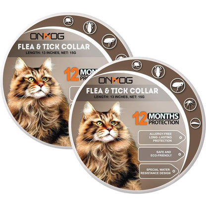 Parenda Flea And Tick Collar For Cats 8 Month Protection Natural Essential Oil Treatment And Prevention With Tick Removal Tools 2 Pack