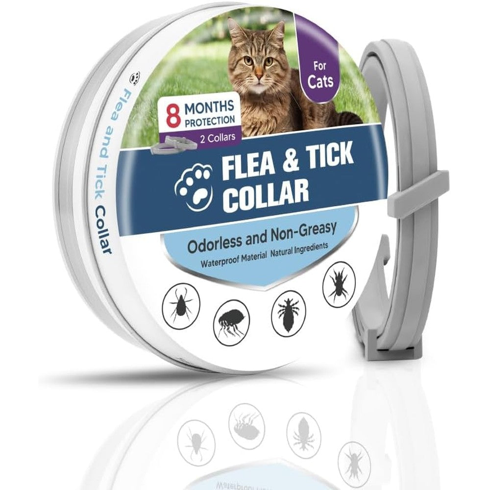 Udyoude Flea And Tick Collar For Cats 1 Pack Adjustable Waterproof 8 Month Protection Natural Ingredients Odorless Non-Greasy