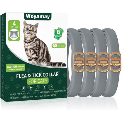 Weallin 4 Pack Flea And Tick Collar For Cats Adjustable Waterproof 32 Months Continuous Protection For Kittens And Adult Cats