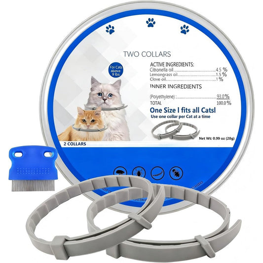 Pubamall Flea And Tick Collar For Cats 2 Pack Offers 12 Months Protection Waterproof Adjustable Natural Essential Oil Cat Flea Prevention