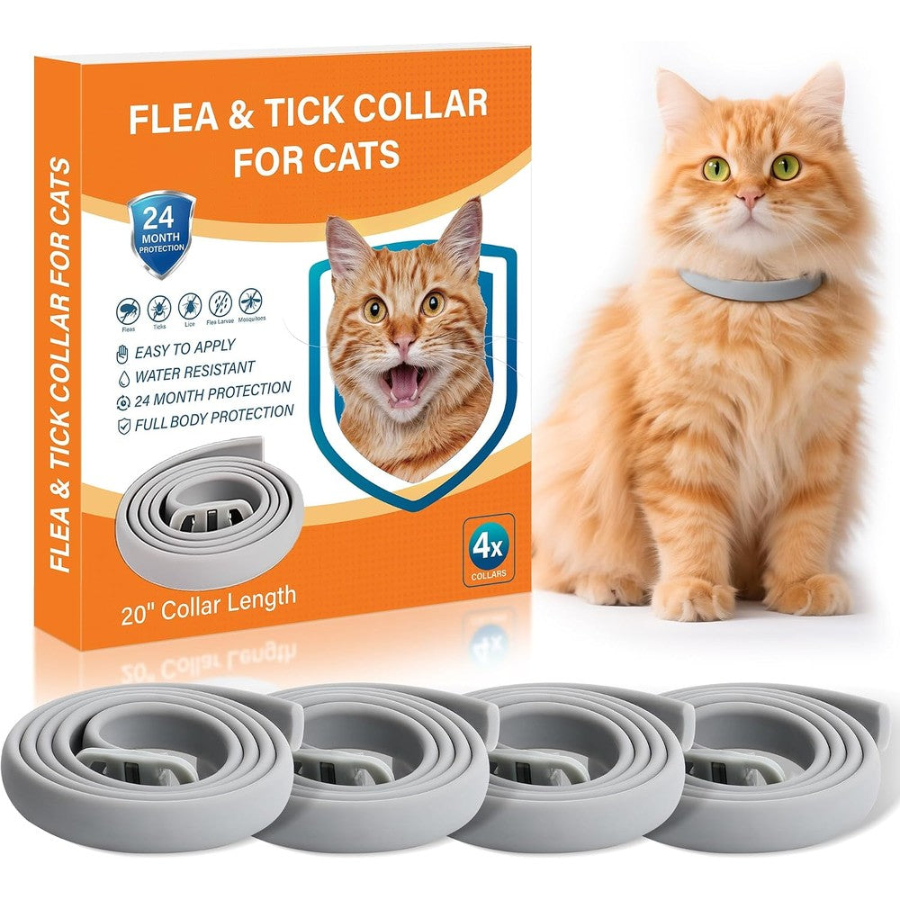 Trihood 4 Pack Flea And Tick Collar For Cats 20 Inch Adjustable Waterproof Pest Prevention For Small Medium And Large Cats