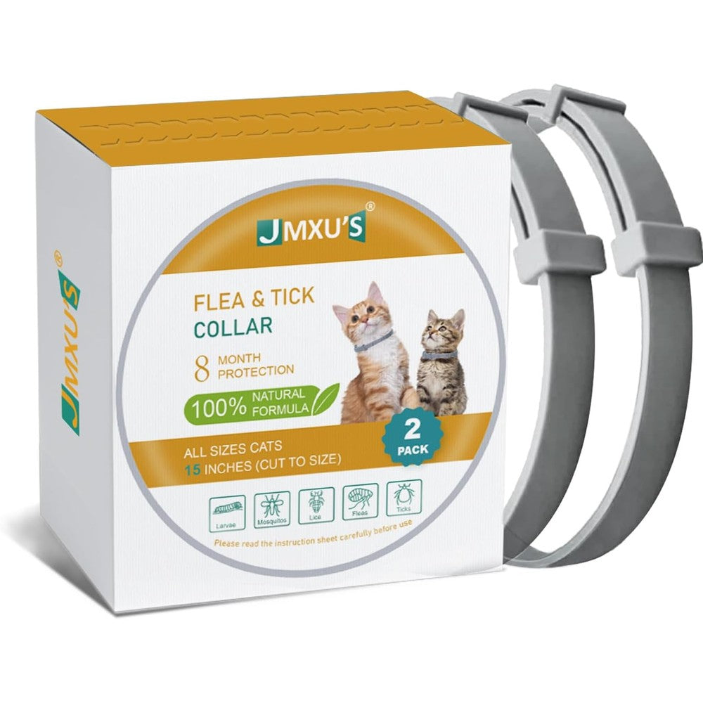 Baravi Flea And Tick Collar For Cats And Kittens Natural Essential Oil Prevention 15 Inch 8 Month Protection 2 Pack