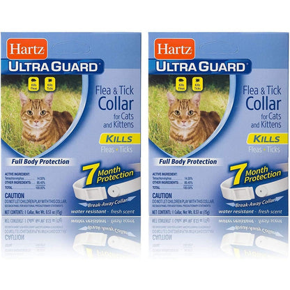 Hartz UltraGuard Flea And Tick Collar For Cats And Kittens 2 Pack White Water Resistant Protection