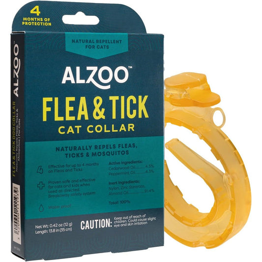 Alzoo Plant Based Flea And Tick Cat Collar With Natural Botanical Oils For Up To 4 Months Protection Single Pack