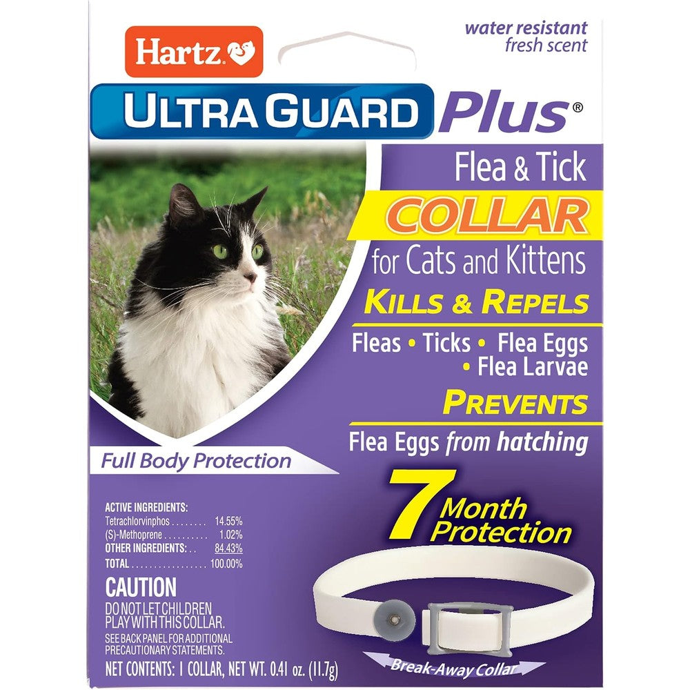 Hartz UltraGuard Plus Water Resistant 7 Month Protection Breakaway Flea And Tick Collar For Cats And Kittens