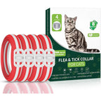 Weallin 4 Pack Cat Flea And Tick Collar 32 Months Continuous Protection Waterproof Adjustable Pest Prevention Red And White