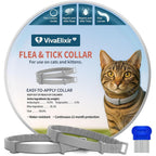 VivaElixir Flea And Tick Collar For Cats 2 Pack 12 Months Of Protection With Premium Plant Based Essential Oils And Free Flea Comb