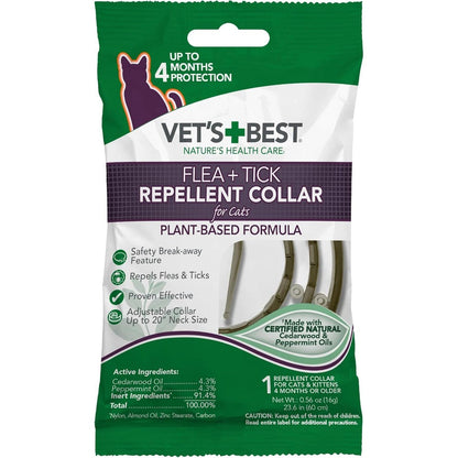 Vet's Best Flea And Tick Repellent Collar For Cats Plant Based Protection With Natural Essential Oils Adjustable Up To 20 Inches