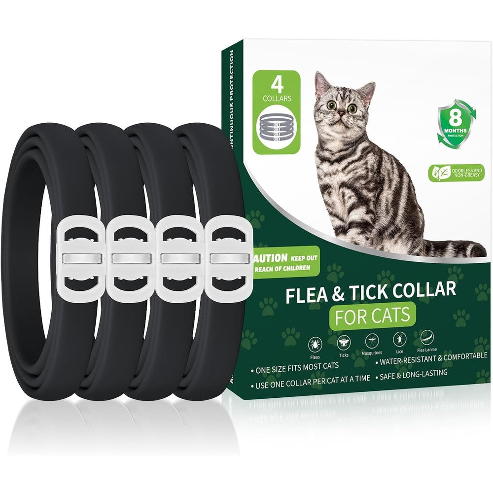 Weallin 4 Pack Cat Flea And Tick Collars 32 Months Protection Waterproof Adjustable Prevention For Cats And Kittens Black