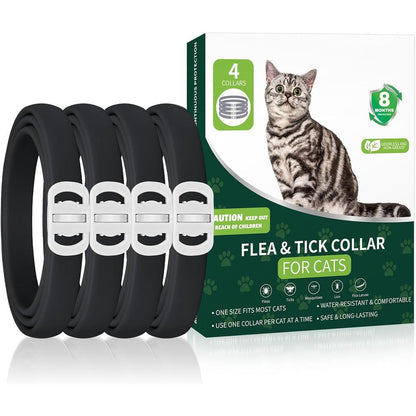 Weallin 4 Pack Cat Flea And Tick Collars 32 Months Protection Waterproof Adjustable Prevention For Cats And Kittens Black