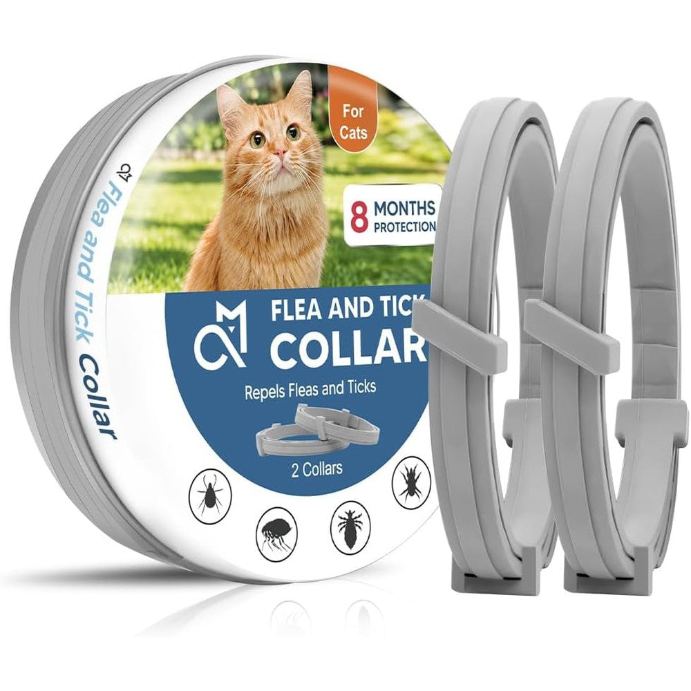 RexezGuardz Fcesiweg Natural Cat Flea And Tick Collar 8 Months Protection Waterproof Adjustable For All Feline Sizes 2 Pack