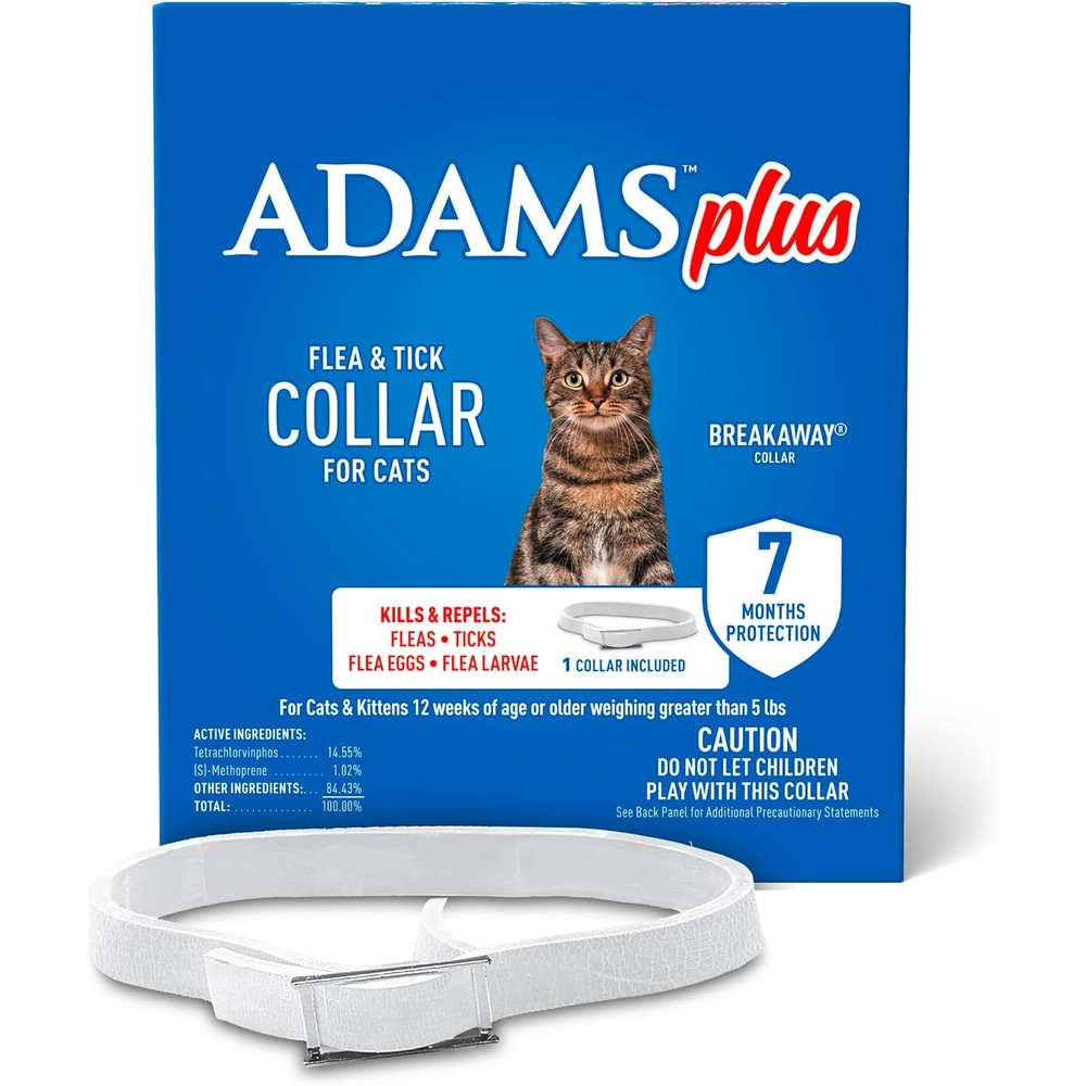 Adams Plus Breakaway Flea And Tick Control Collar For Cats And Kittens Seven Month Continuous Protection One Count