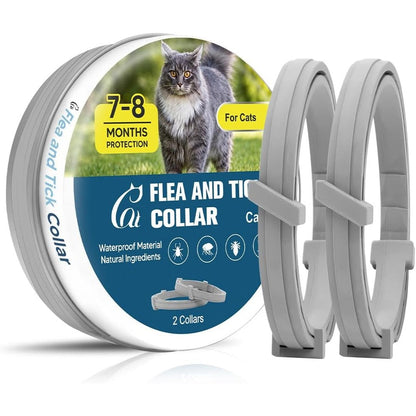 Amdeiur Flea And Tick Collar For Cats Plant Based Botanical Oil Waterproof Adjustable Protection 2 Pack