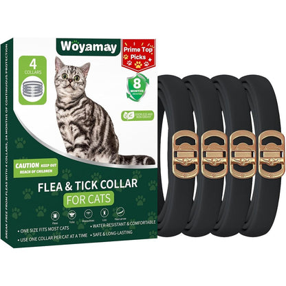 Woyamay 4 Pack Flea Collar For Cats And Kittens, 32 Month Continuous Flea And Tick Prevention Treatment, Waterproof And Adjustable Design